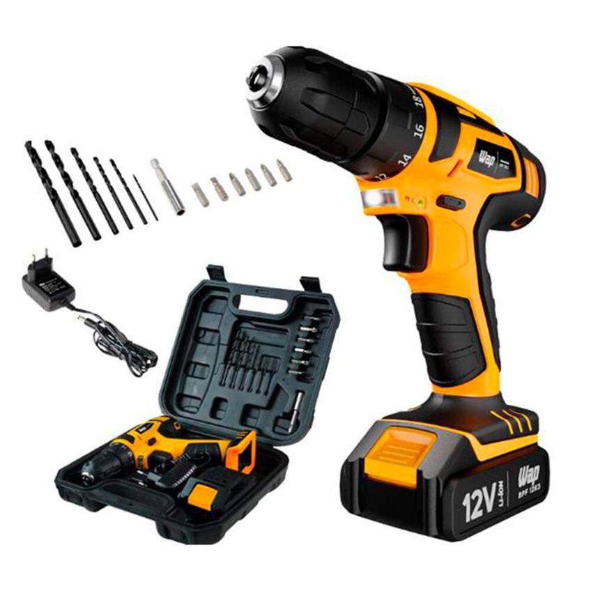Parafusadeira E Furadeira À Bateria Wap 12v Kit 13 Acessórios Bivolt - Bpf-12k3 - imagem 4