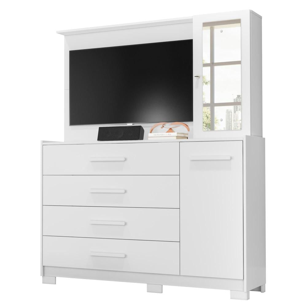 Cômoda Ilhabela 2 Portas E 4 Gavetas Branco Fosco - Móveis Albatroz