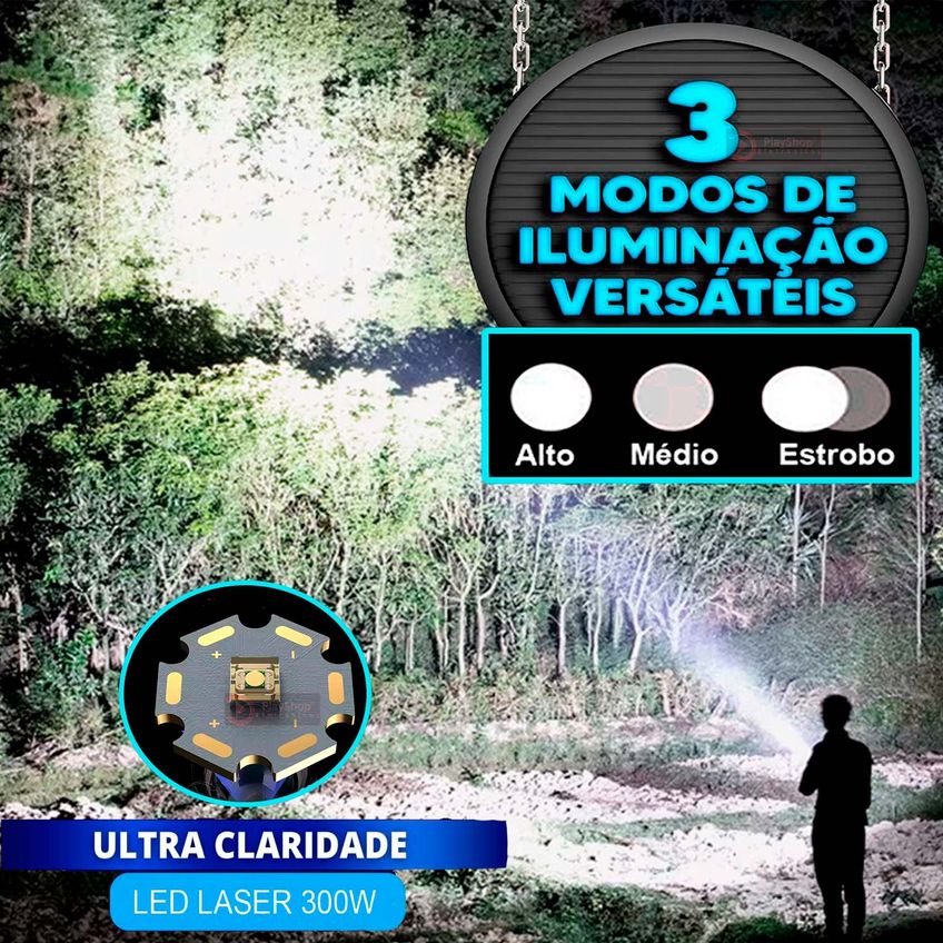 Holofote Recarregável, Lanterna Impermeável Farolete Sabre De Luz 2km Ultra Brilhante Longo Alcance - imagem 4