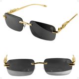 Óculos Sol Trap Yakuza Hype Jaguar Banhado + Case Verão Estiloso Presente Luxo Formato Retangular
