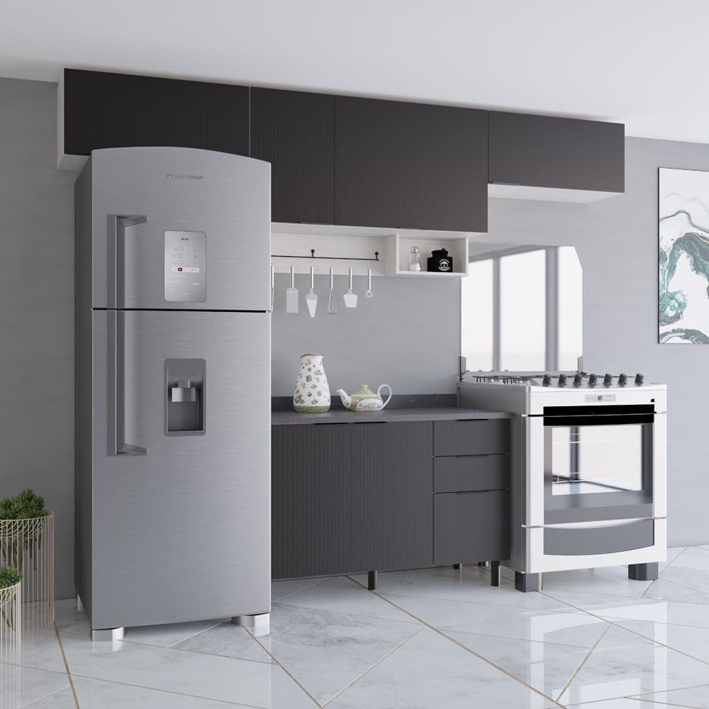 Cozinha Compacta Bartira Rubi Com 6 Portas E Balcão Triplo