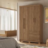 Guarda-roupa Solteiro Santos Andirá Londrina Com 4 Portas, 2 Gavetas E 3 Prateleiras 130cm De Largura