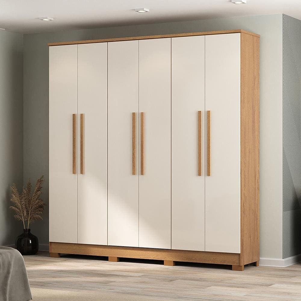 Guarda-roupa Casal Atualle São Paulo 6 Portas Com Reflecta Canelato