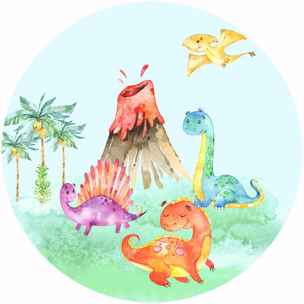 Painel Redondo De Festa Dinossauro Baby Cute 130m - Bbd01
