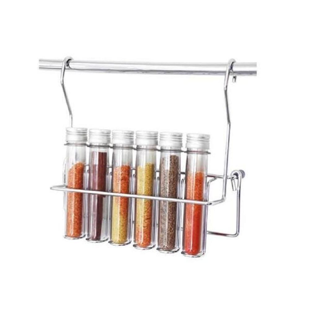 Porta Temperos Aço Carbono Cromado C/ 6 Tubos Pets
