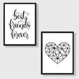 Kit 2 Quadros Best Friends Forever 33x24cm