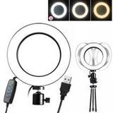 Iluminador Ring Light 6 Polegadas Com Tripé De Mesa Usb 16Cm