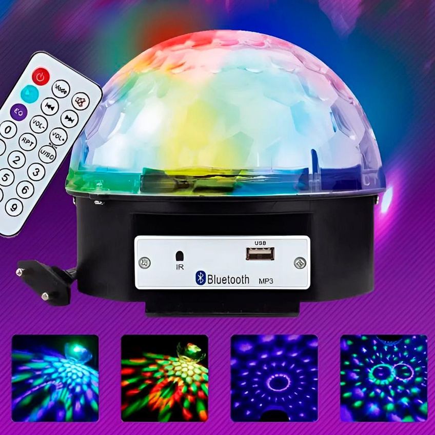 Bola De Balada Festa Colorida Com Controle Led Rotativa - imagem 3