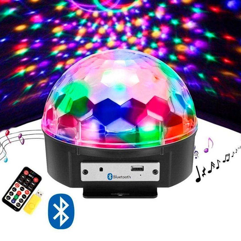 Bola De Balada Festa Colorida Com Controle Led Rotativa - imagem 5