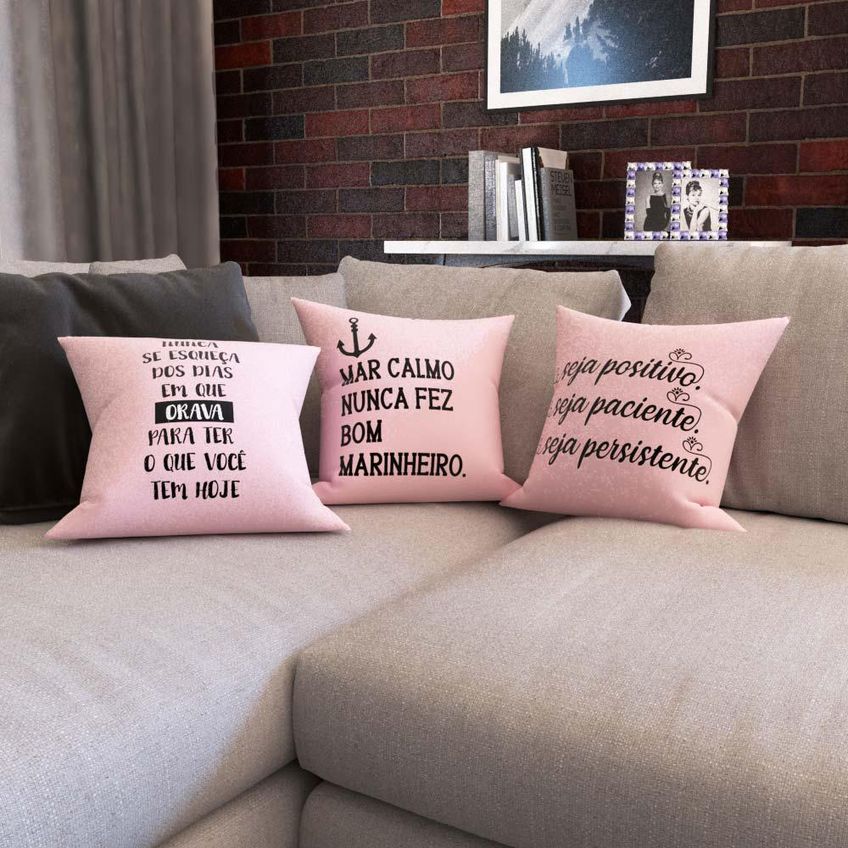 Almofadas Rosa Frases Nunca Se Esqueça Sofá 40x40 - imagem 3