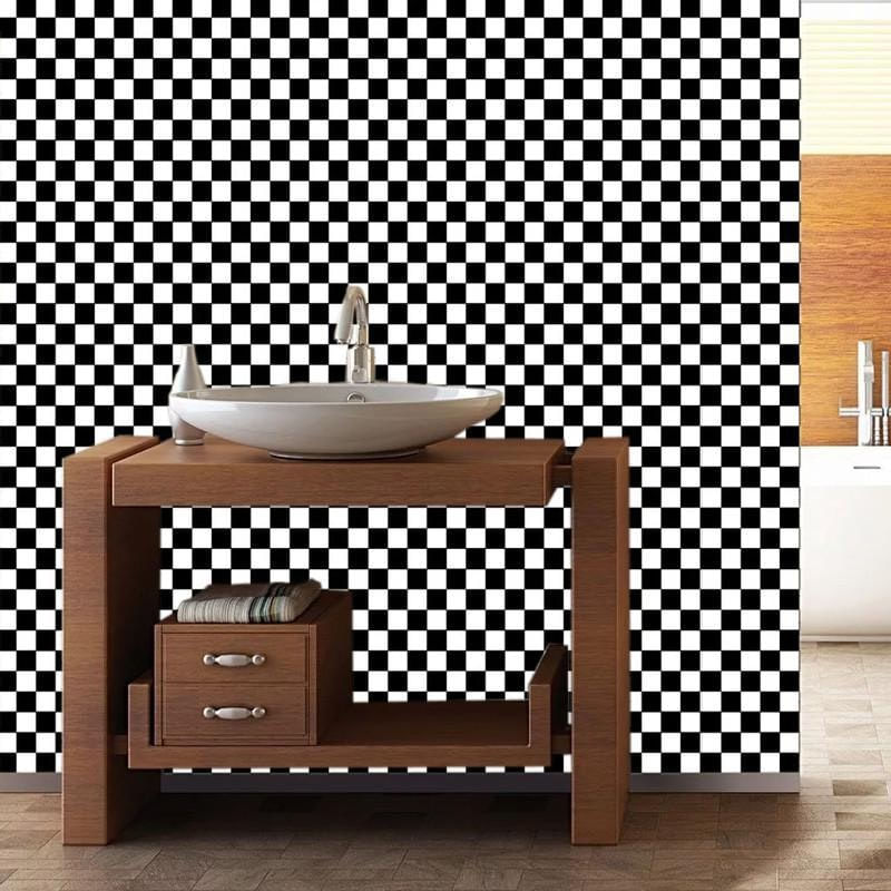 Preto branco quadrado xadrez 3d papel de parede loja loja de roupas  restaurante checkout ktv fundo