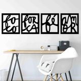 Kit 3 Quadrso Decorativos MDF Foco, Força E Fé Vazado Preto