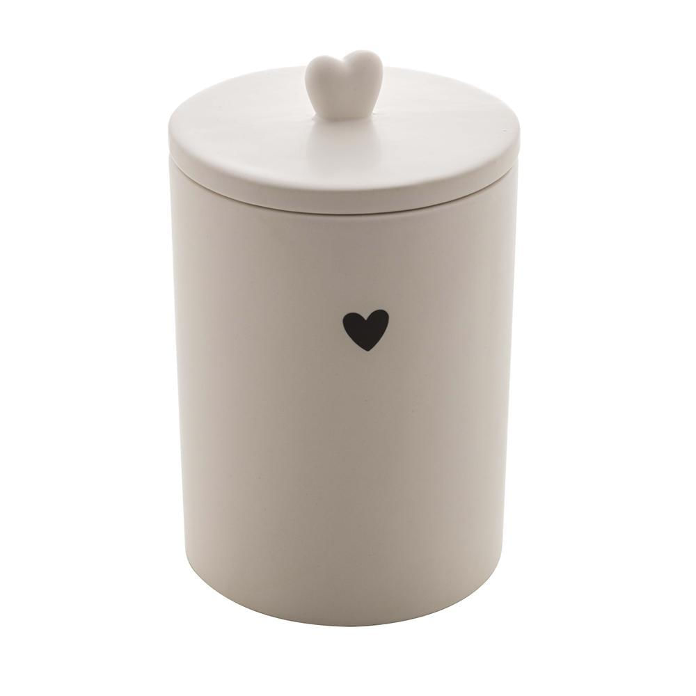 Pote Cerâmica Com Tampa Bambu Heart Branco 10x12cm - Lyor - Carrefour