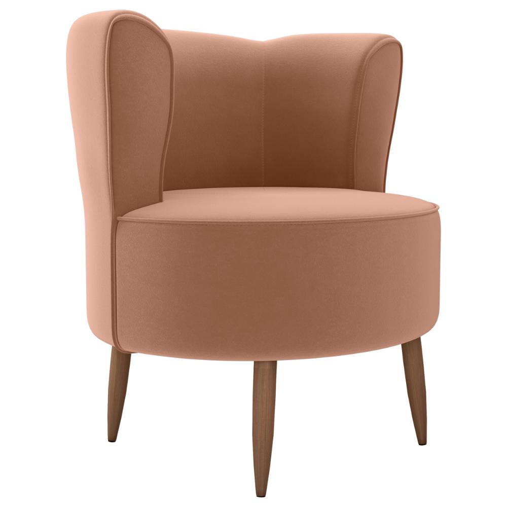 Poltrona Decorativa Pes Palito Savana Veludo Inca Ferrugem Milani Store