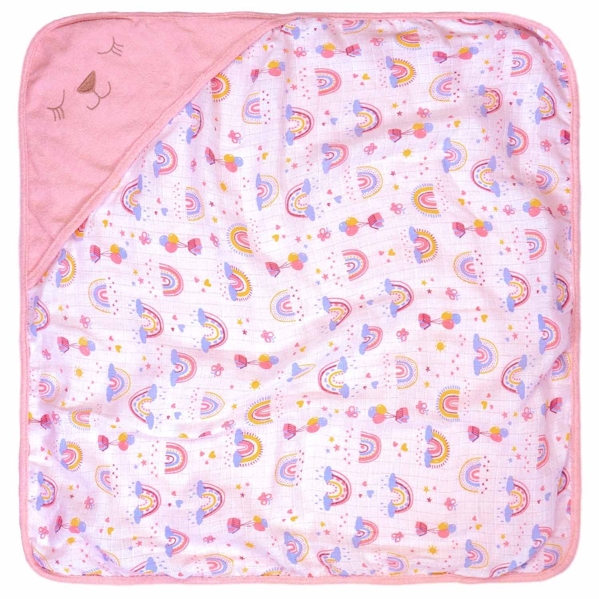 Toalha De Banho Bebe C/capuz Plush 68 Cm X 68 Cm Bord