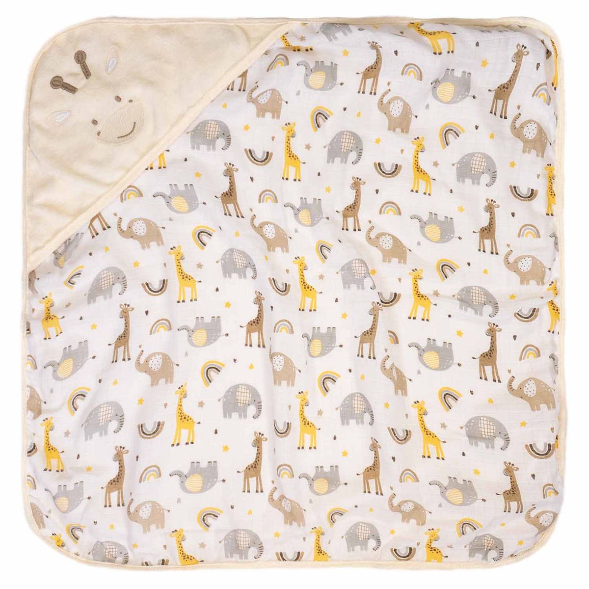 Toalha De Banho Bebe C/capuz Plush 68 Cm X 68 Cm Bord