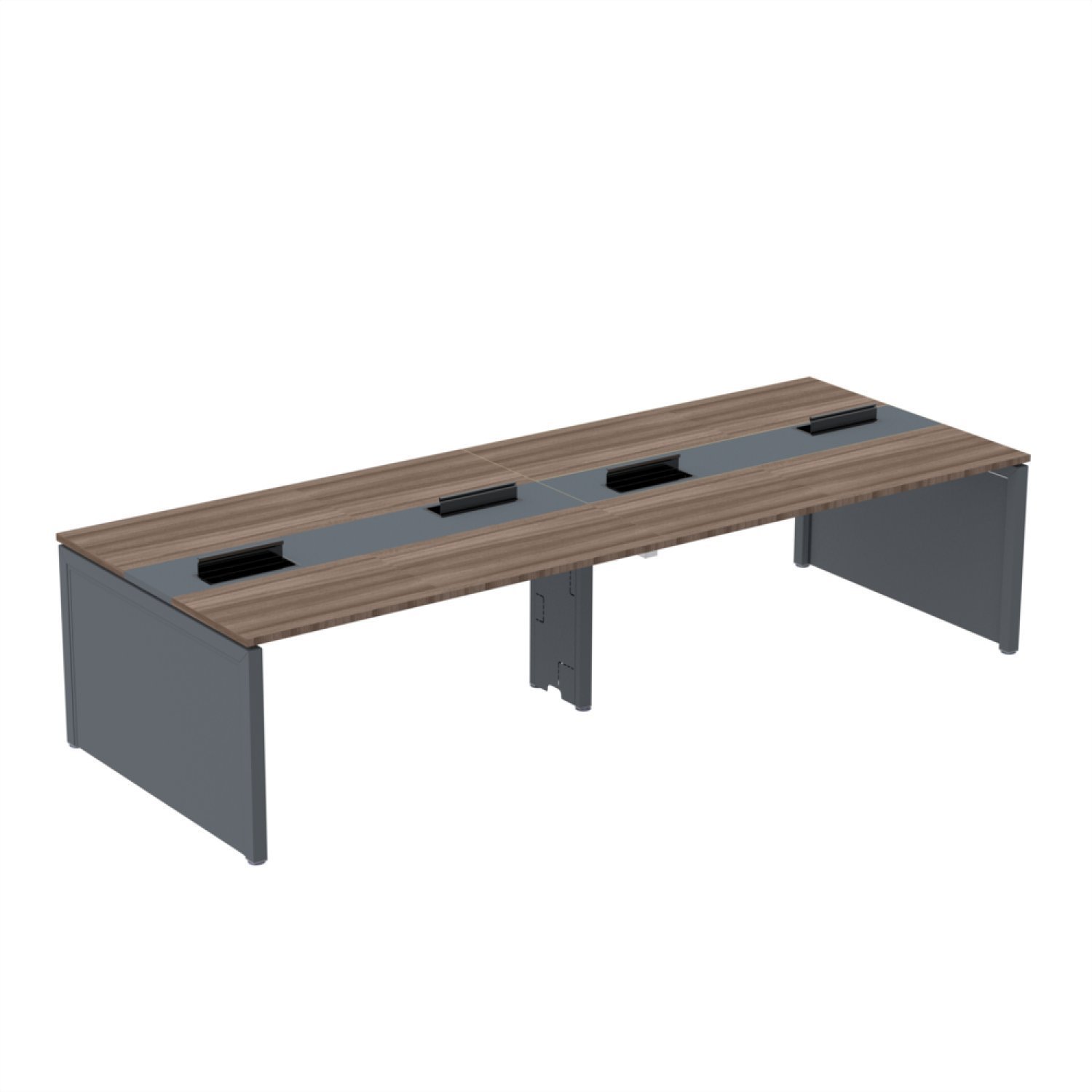 Mesa De Plataforma Dupla Para 4 Pessoas Corporativa 130x140/4p Walnut/grafito