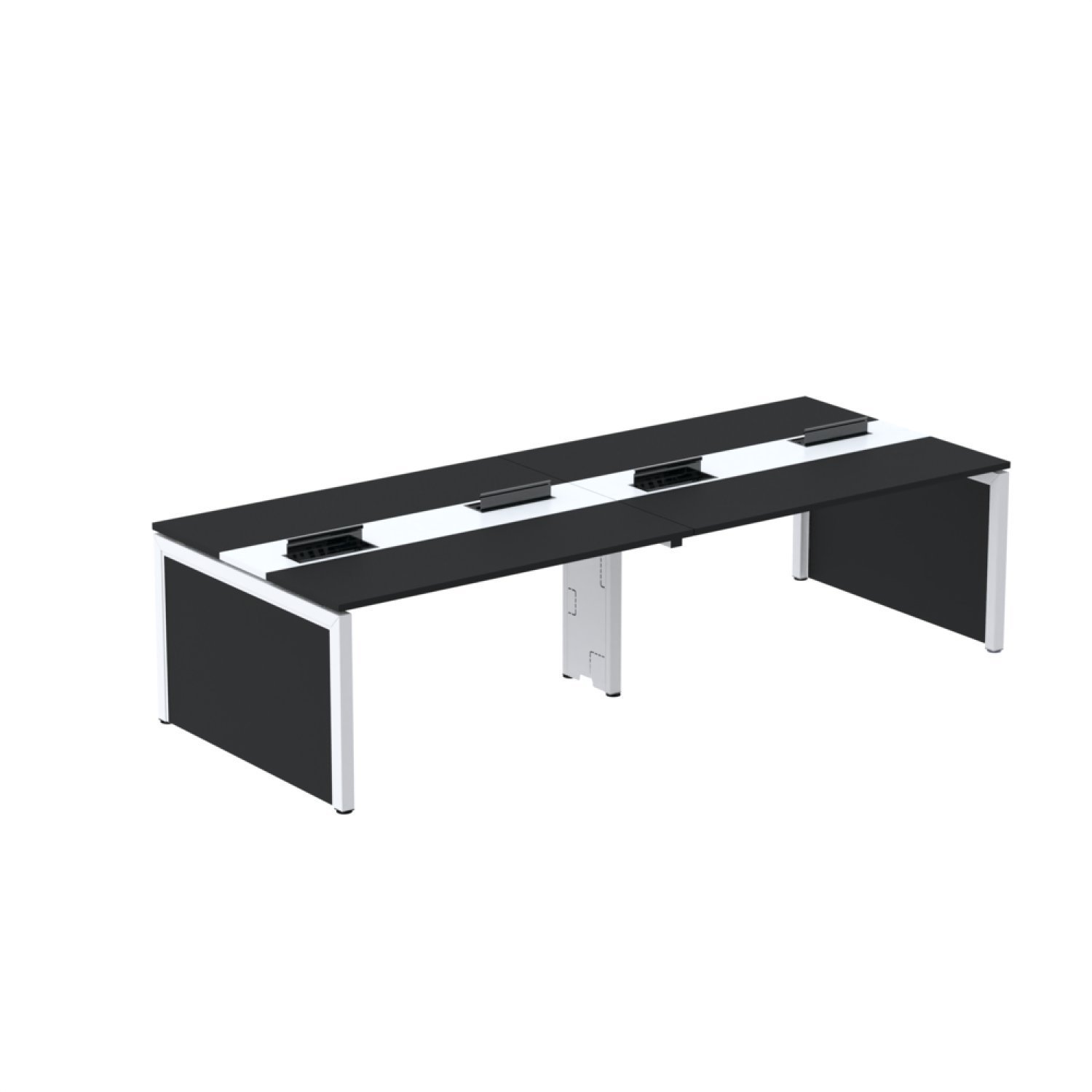 Mesa De Plataforma Dupla Para 4 Pessoas Corporativa 160x140/4p Preto/branco
