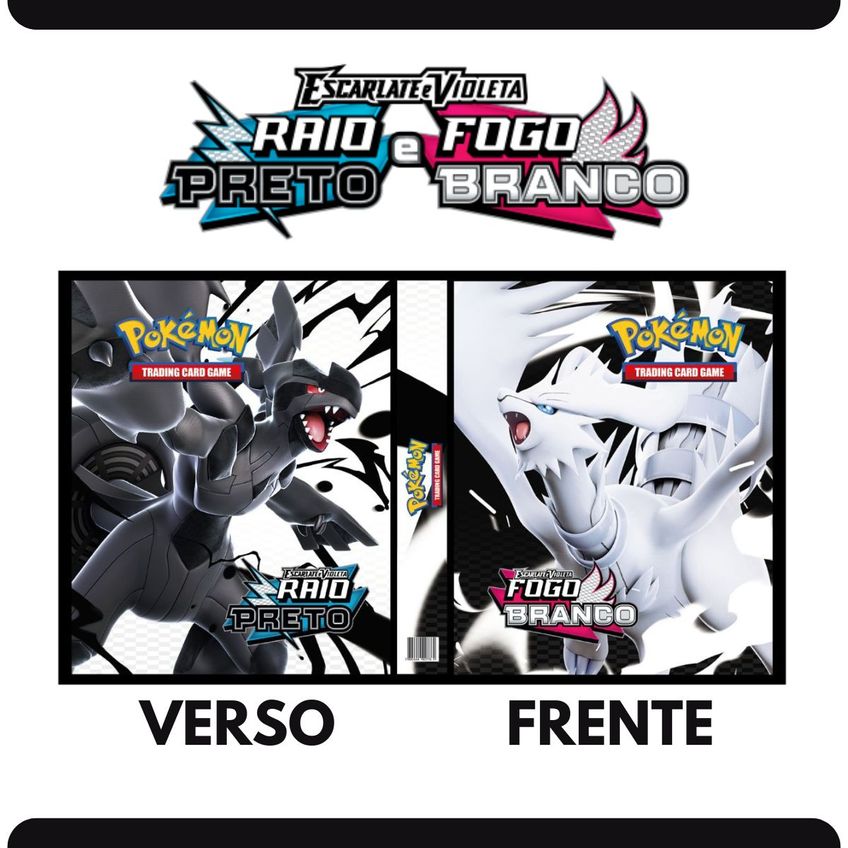 Álbum Pasta Fichário Pokemon Escarlate Violeta Fogo Branco Com 10 Folhas 9 Bolsos Yes Capa Dura Tcg - imagem 2