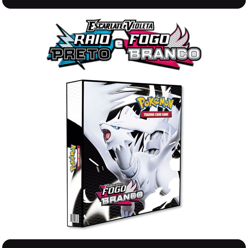 Álbum Pasta Fichário Pokemon Escarlate Violeta Fogo Branco Com 10 Folhas 9 Bolsos Yes Capa Dura Tcg - imagem 5