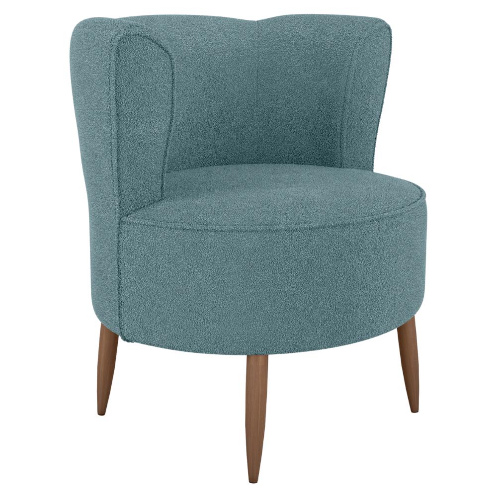 Poltrona Decorativa Pes Palito Savana Boucle Azul Milani Store