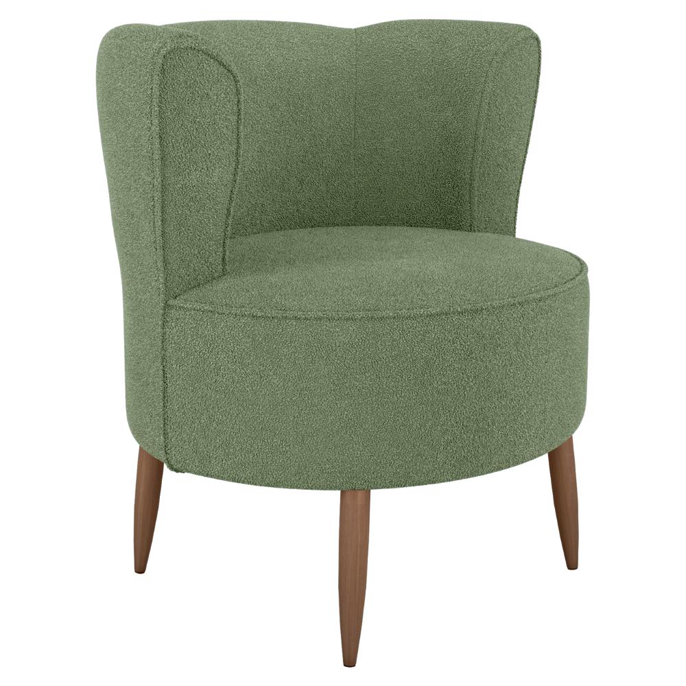 Poltrona Decorativa Pes Palito Savana Boucle Oliva Milani Store