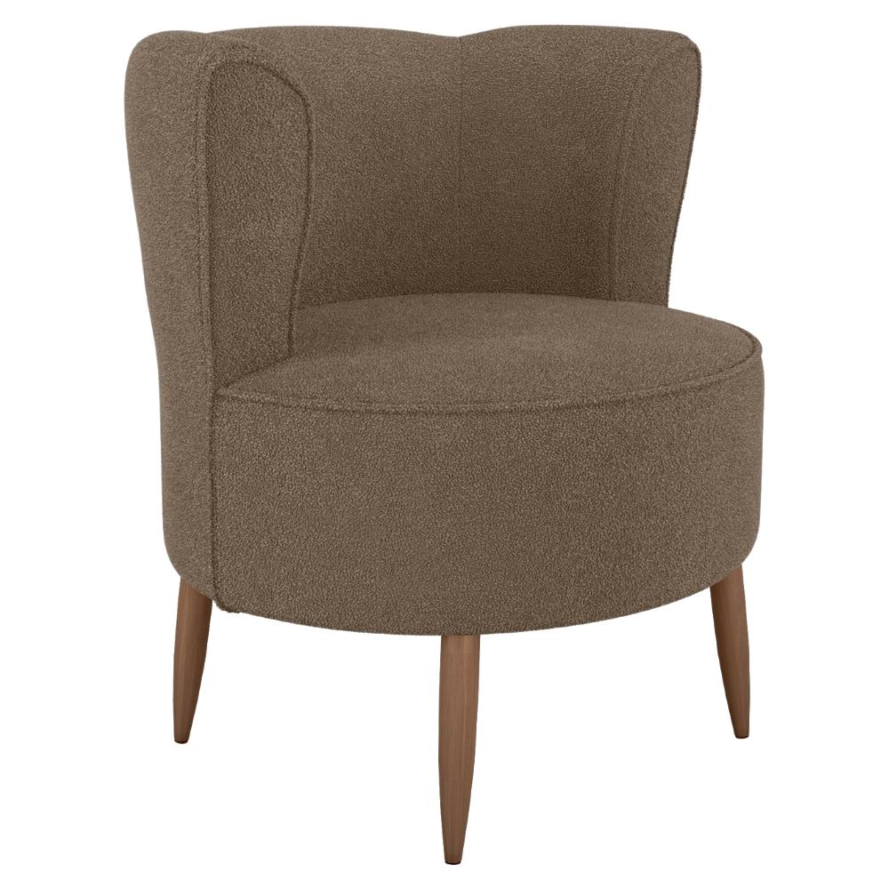 Poltrona Decorativa Pes Palito Savana Boucle Marrom Milani Store