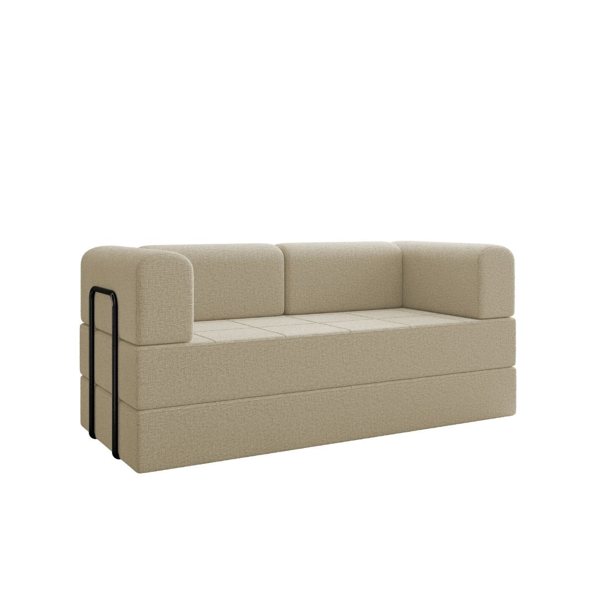 Sofá Na Caixa Modular 2 Lugares Linho Bege Para Sala