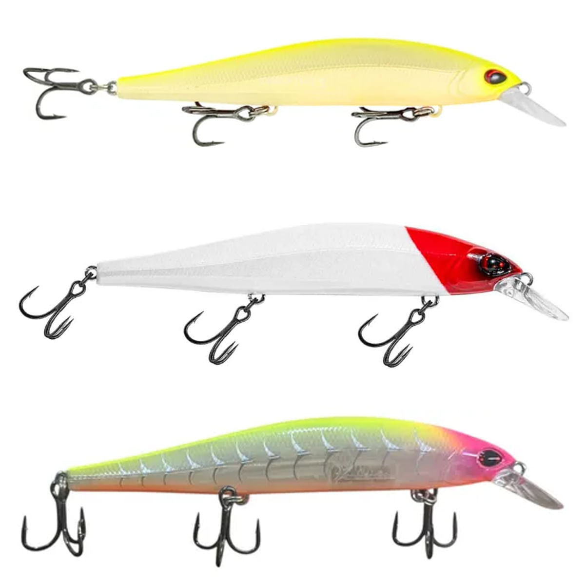 Kit 3 Iscas Artificiais Meia Água Marine Predator Sr 115s 11,5cm 17g