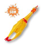 Frango Galinha Galo De Brinquedo Borracha 16cm Apito Sonoro