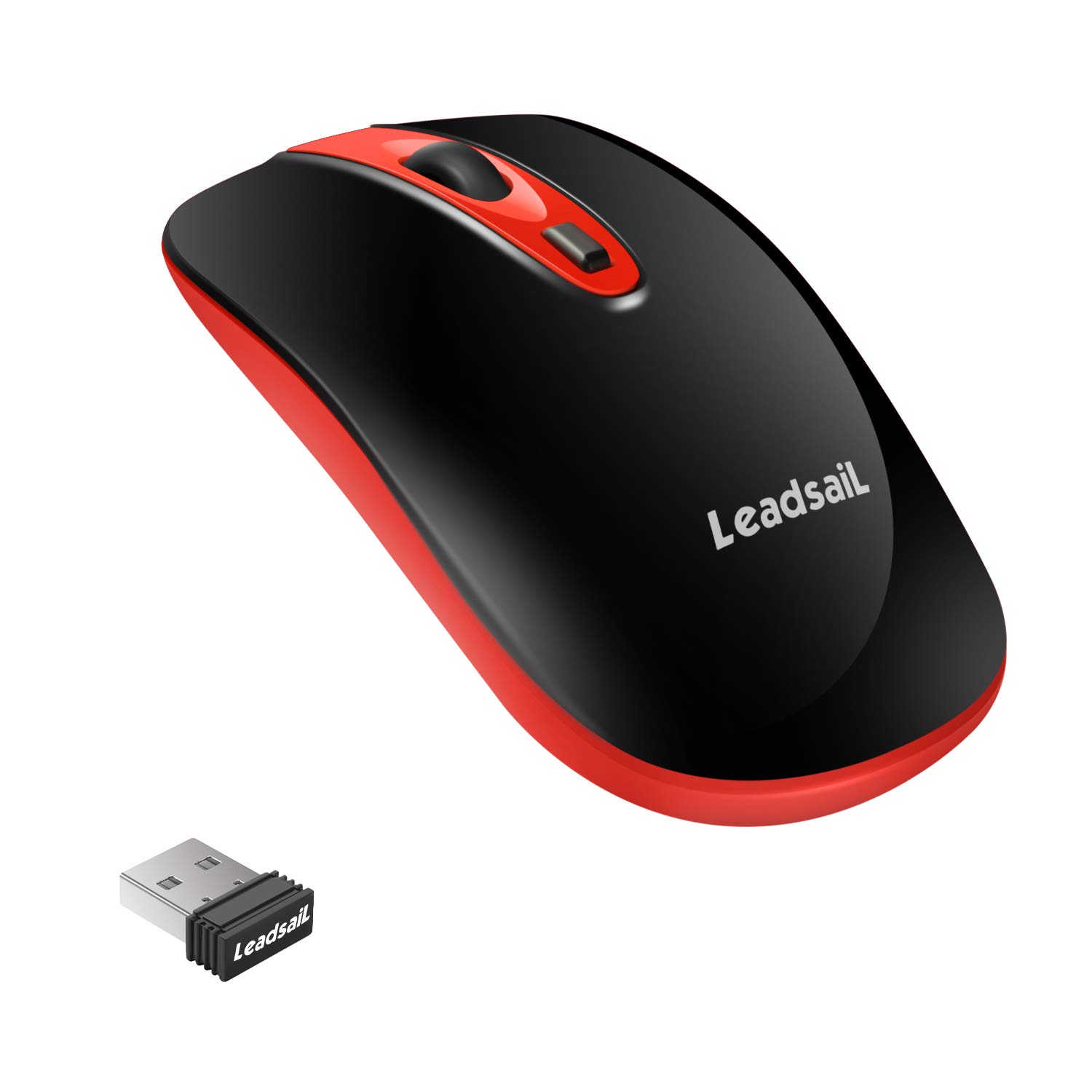 Mouse De Computador Sem Fio Leadsail, 2.4g Portátil Slim Usb Mouse, Silent Click Laptop Mouse Com Uma Bateria Aa 3 Níveis Ajustáveis, 4 Botões Mo