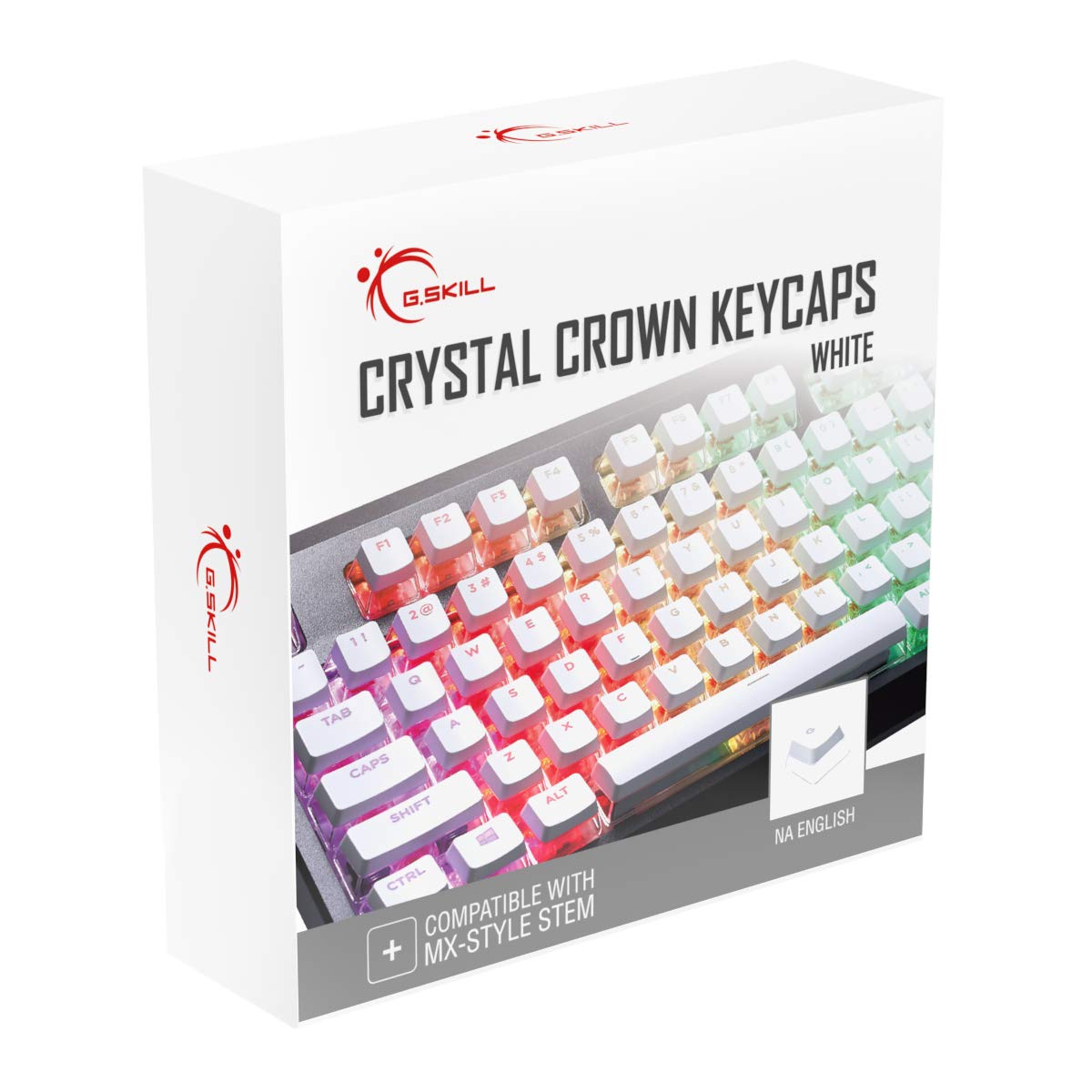 G.skill Crystal Crown Keycaps - Keycap Set Com Camada Transparente Para Teclados Mecânicos, Chave 104 Completa, Layout Padrão Ansi 104 Inglês (eua