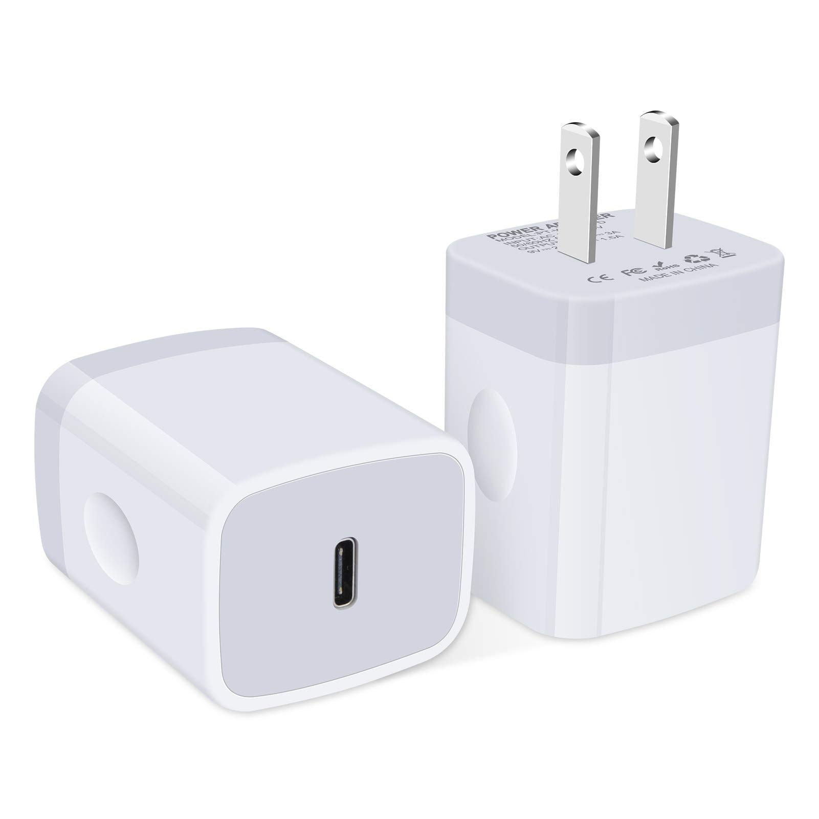 Carregador De Parede Usb C, 2pack 2pack 18w Fast Pd Carregador Plug Tipo C Adaptador De Carregamento Fonte De Energia Compatível Com Iphone 11/11 Pr