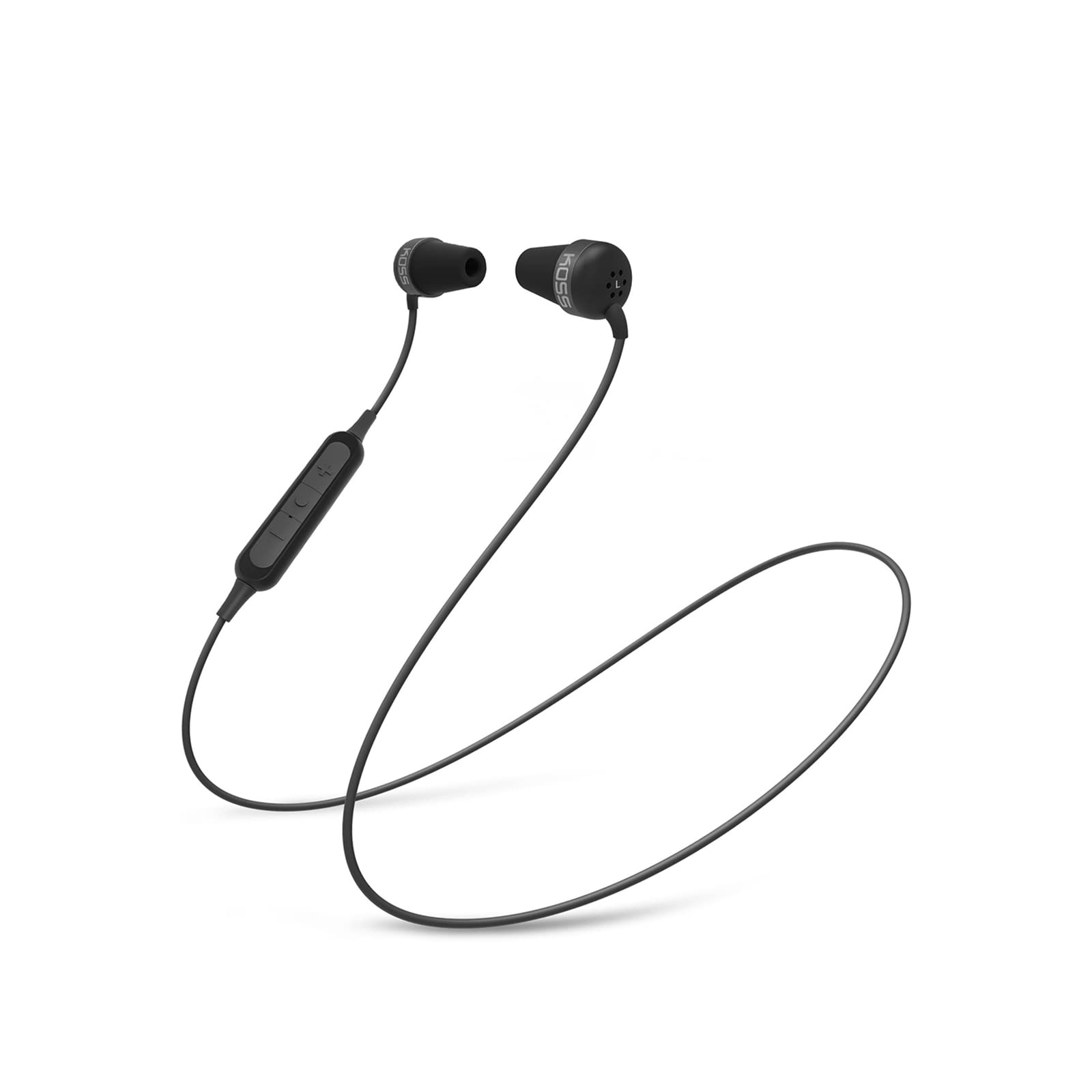 Koss The Plug Wireless Bluetooth In-ear Buds, Microfone Em Linha E Remoto, Almofadas De Espuma De Memória Isolando Ruído, Preto
