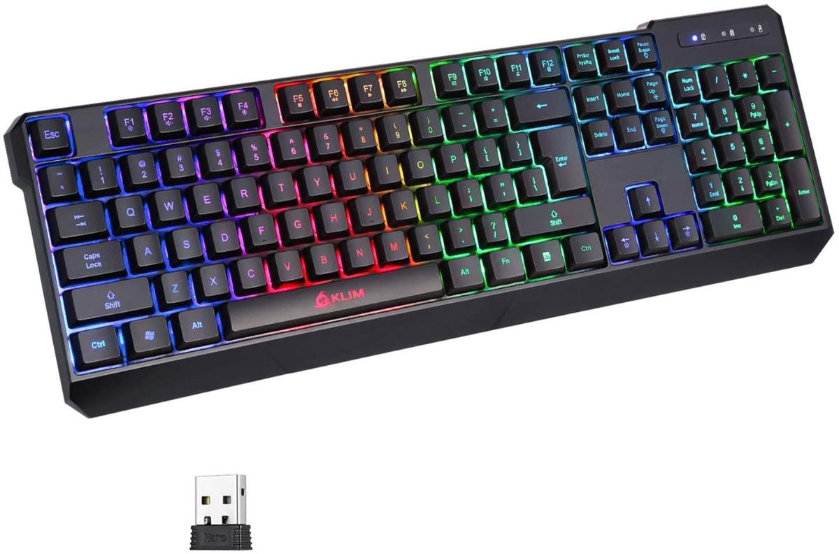 KLIM Chroma Teclado de Jogos Sem Fio Recarregável + Teclado Gamer + Nova Versão 2021
