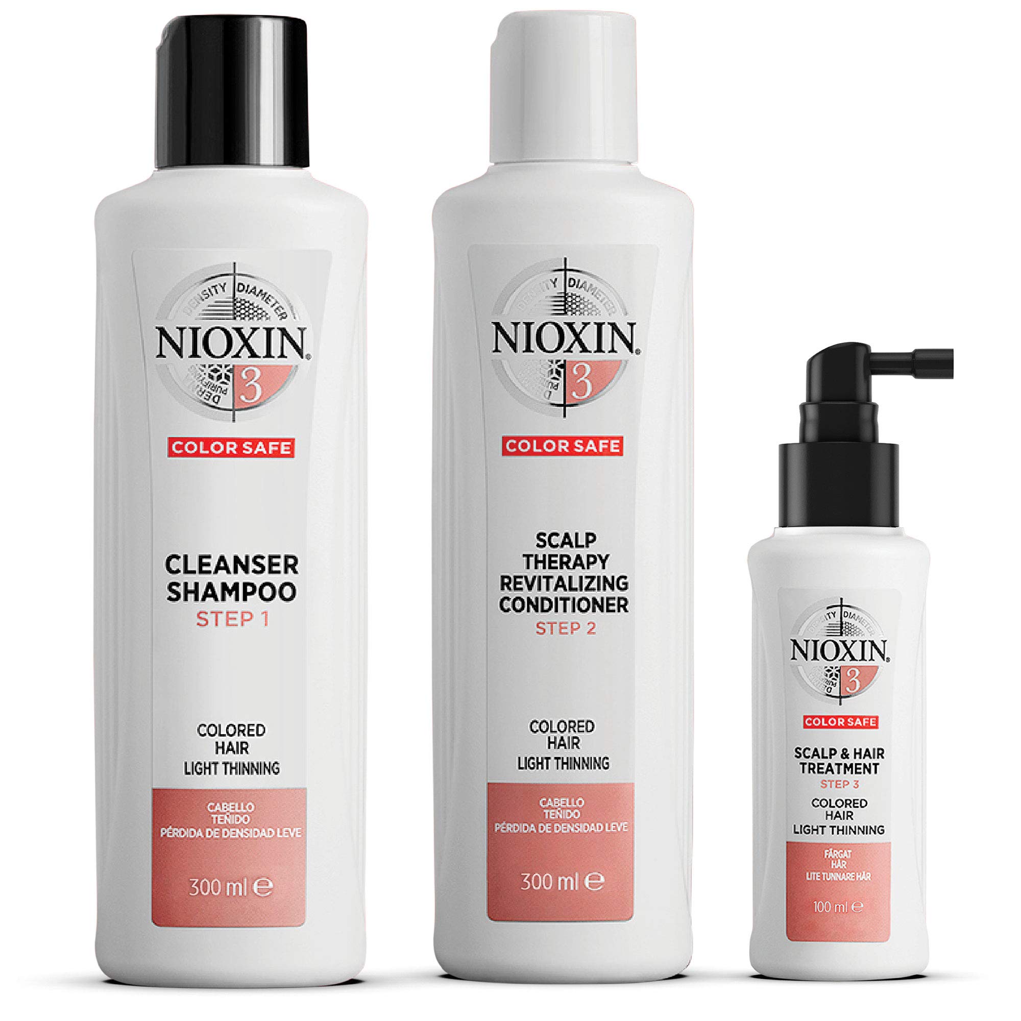 Kit De Sistema Capilar Nioxin 3, Tratado Em Cores Com Diluição Leve