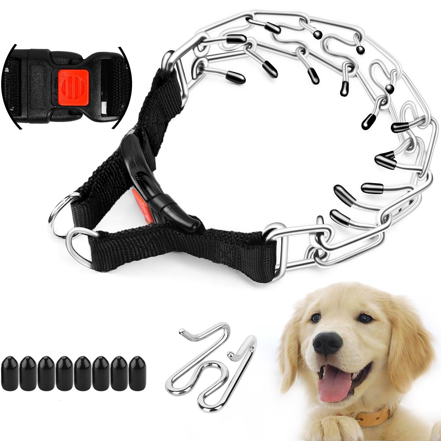 Coleira De Pinos Para Cães Super Adjustable Training Em Aço Inoxidável
