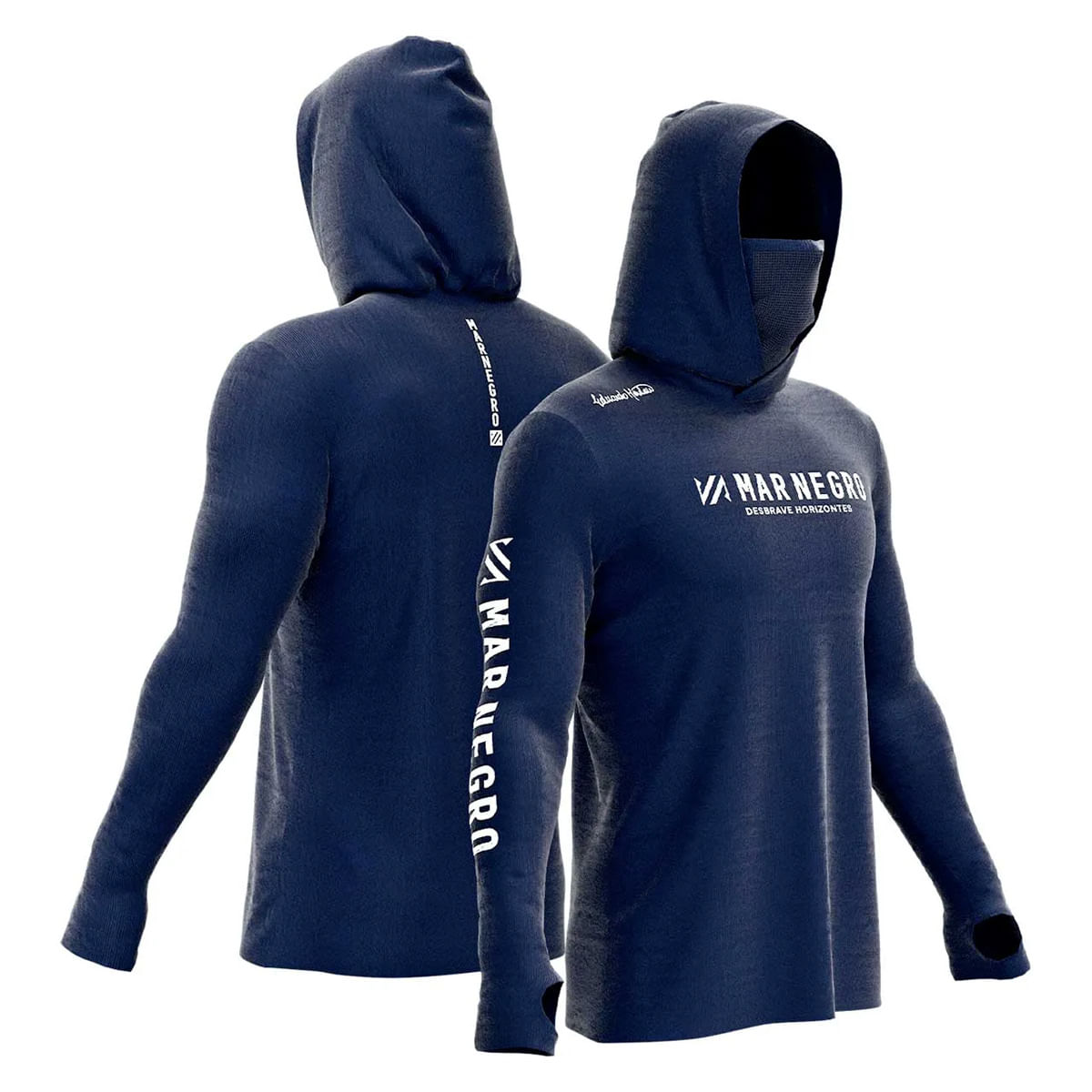 Camisa Mar Negro X-protect 360 Eduardo Monteiro Buff E Capuz Azul Marinho
