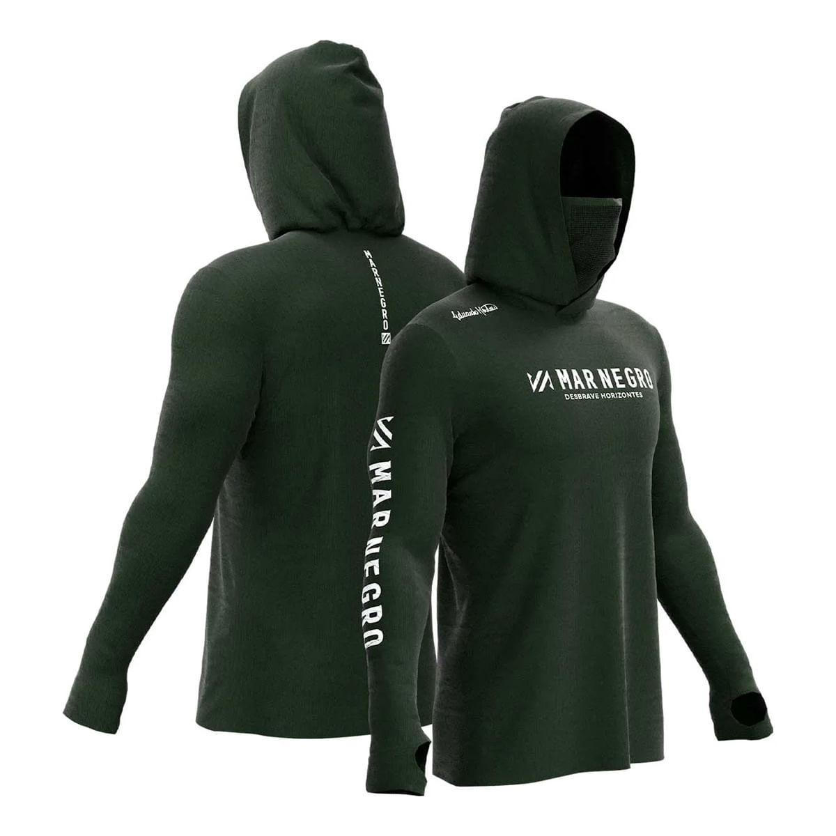 Camisa Mar Negro X-protect 360 Eduardo Monteiro Buff E Capuz Verde Musgo