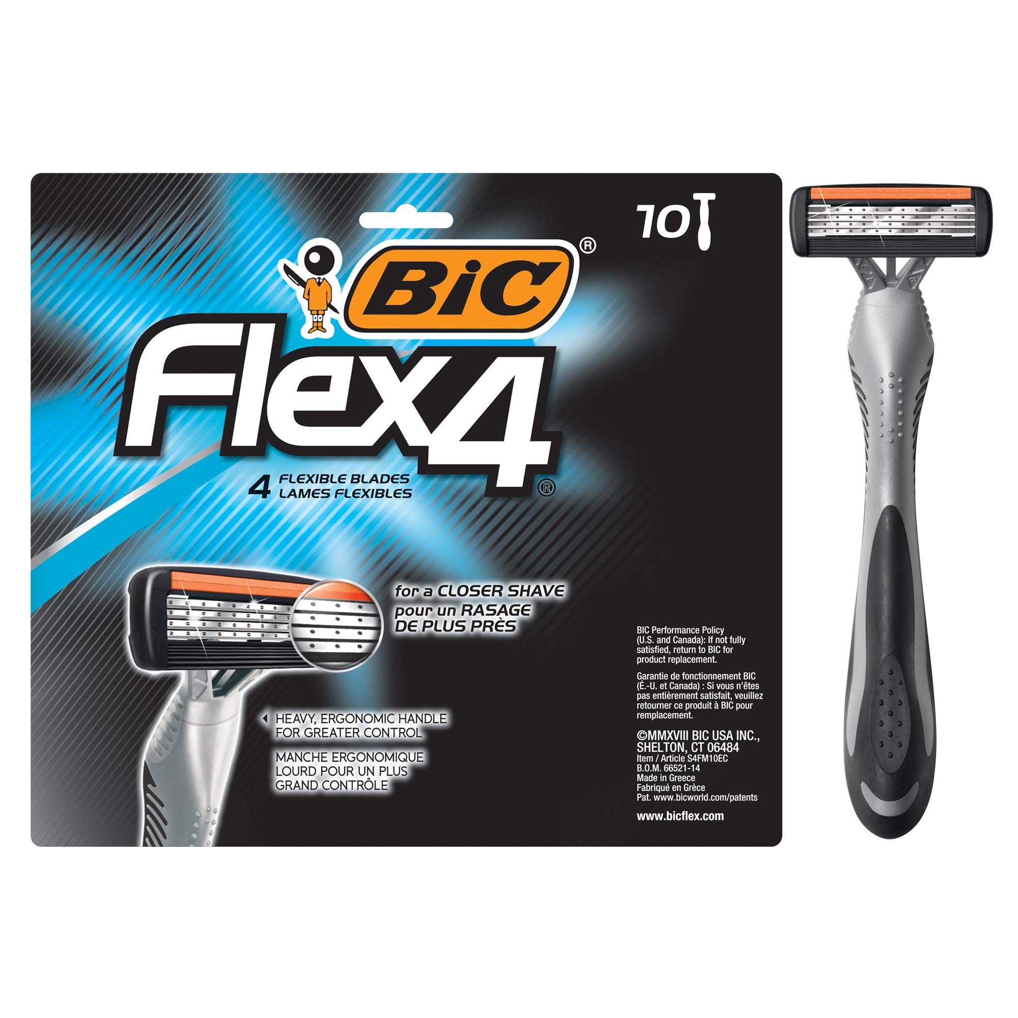 Lâminas De Barbear Descartáveis Bic Flex 4 Titanium Sensitive 10 Unidades