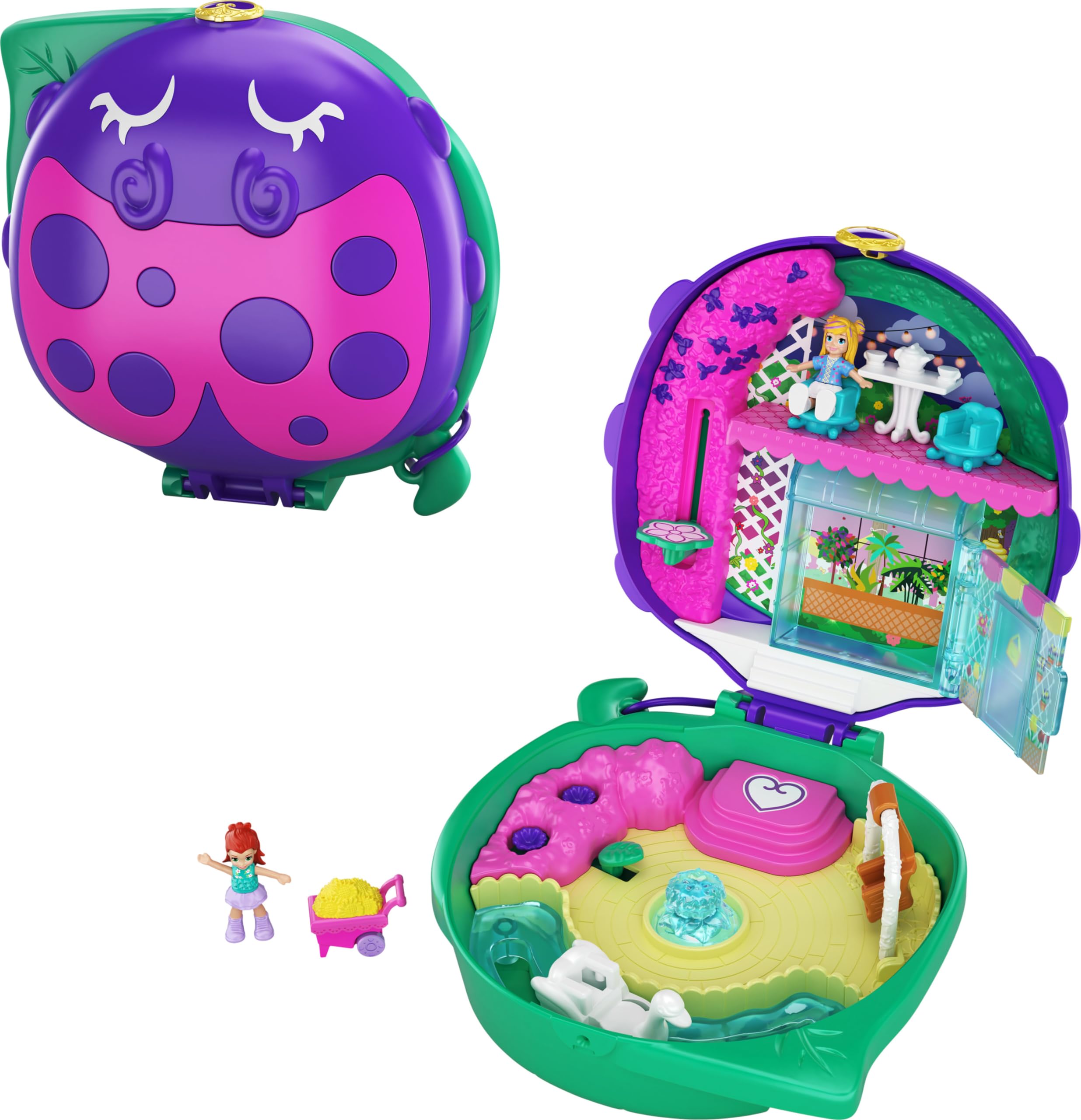 Conjunto De Brinquedos Polly Pocket Lil Ladybug Garden Com 2 Microbonecas