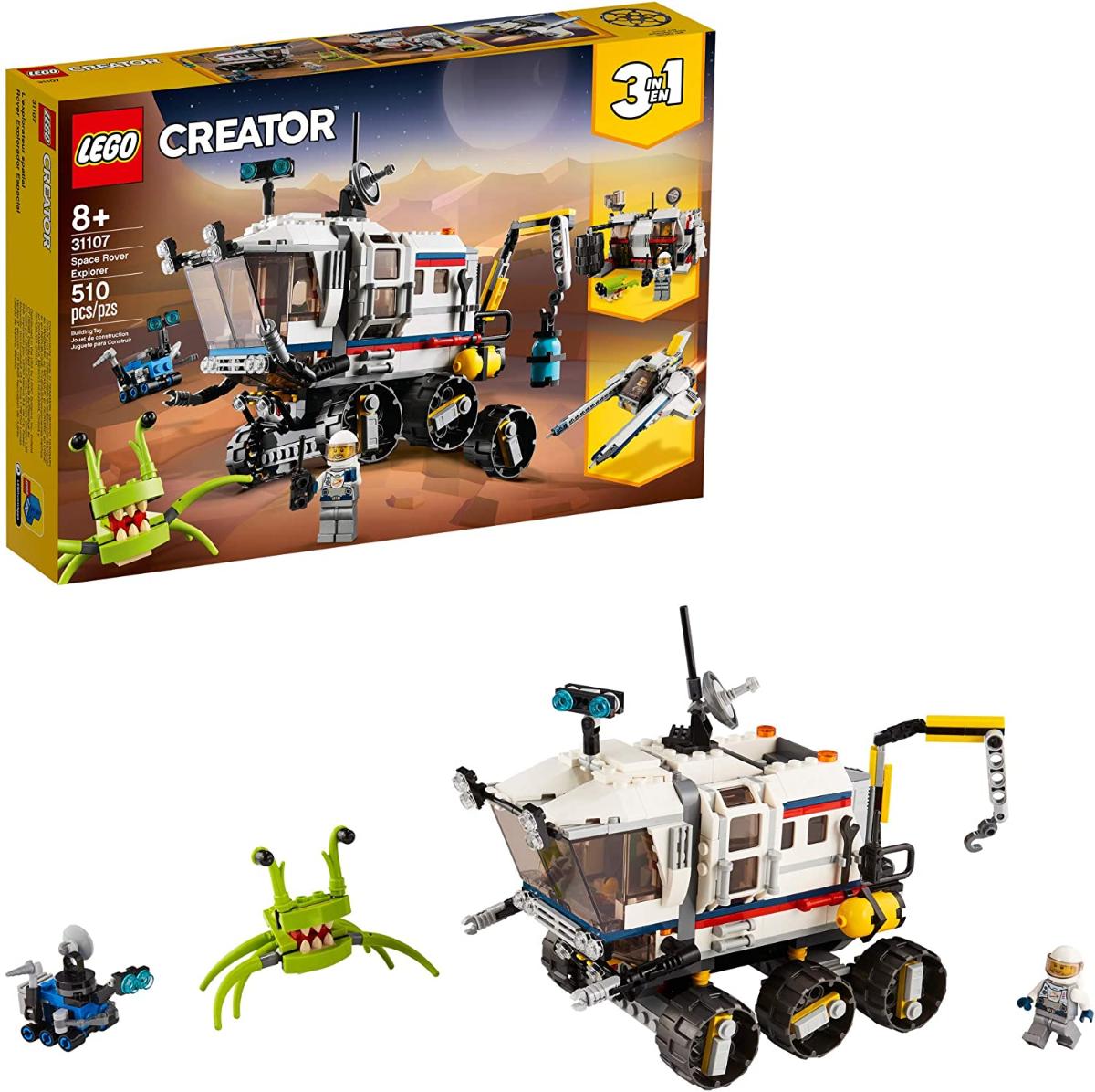 LEGO Creator 3in1 Space Rover Explorer 31107 Construindo Brinquedo para Crianças Que Amam Aventuras Imaginativas de Jogo, Espaço e Exploração em