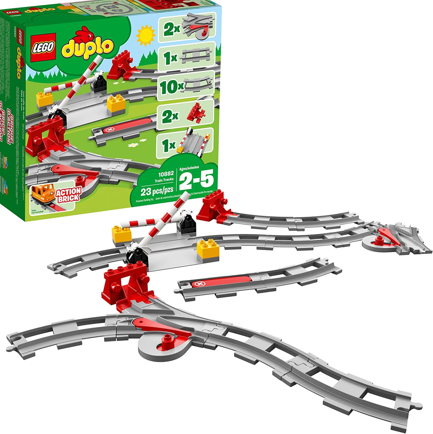 Blocos De Construção De Trilhos De Trem Lego Duplo (23 Peças)