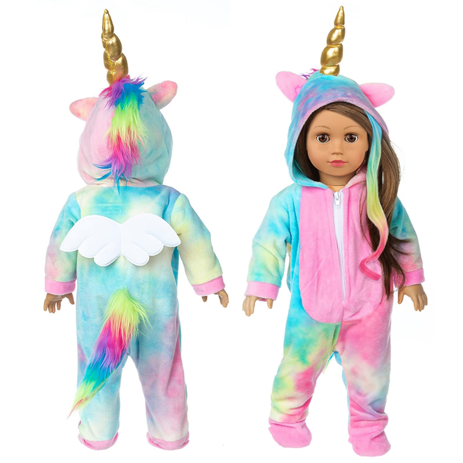Roupas De Boneca Bddoll Rainbow Unicorn Pijama De 18 Polegadas