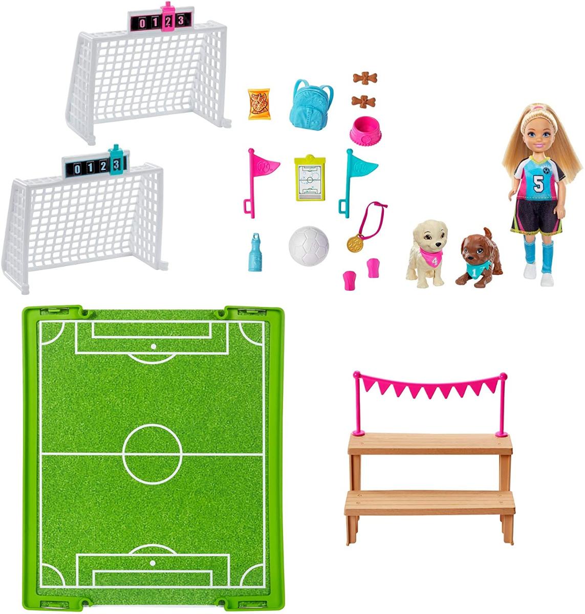 Barbie Dreamhouse Adventures 6 polegadas Chelsea Doll com Playset de Futebol e Acessórios