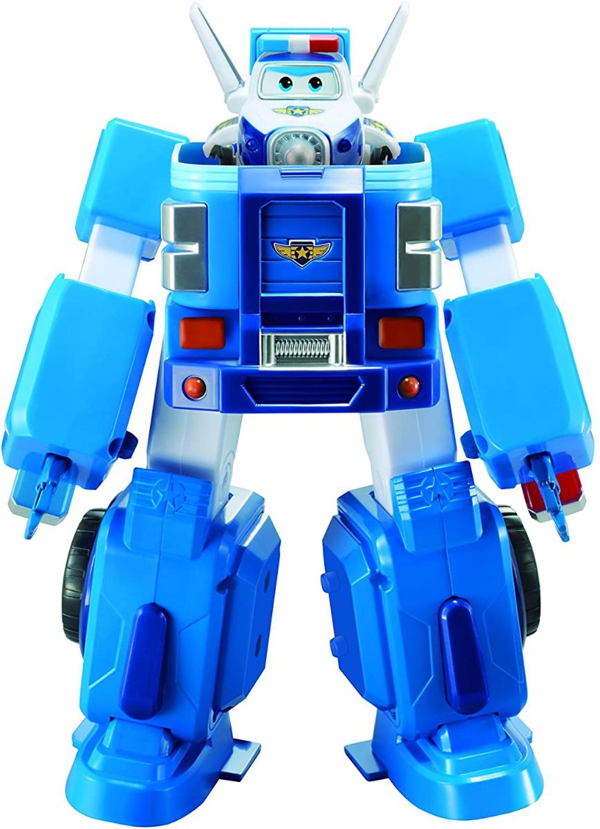 Super Wings - Paul's Police Cruiser | Transformando o conjunto de veículos de brinquedo | Inclui Transform-a-Bot Paul Figure | Escala de 2