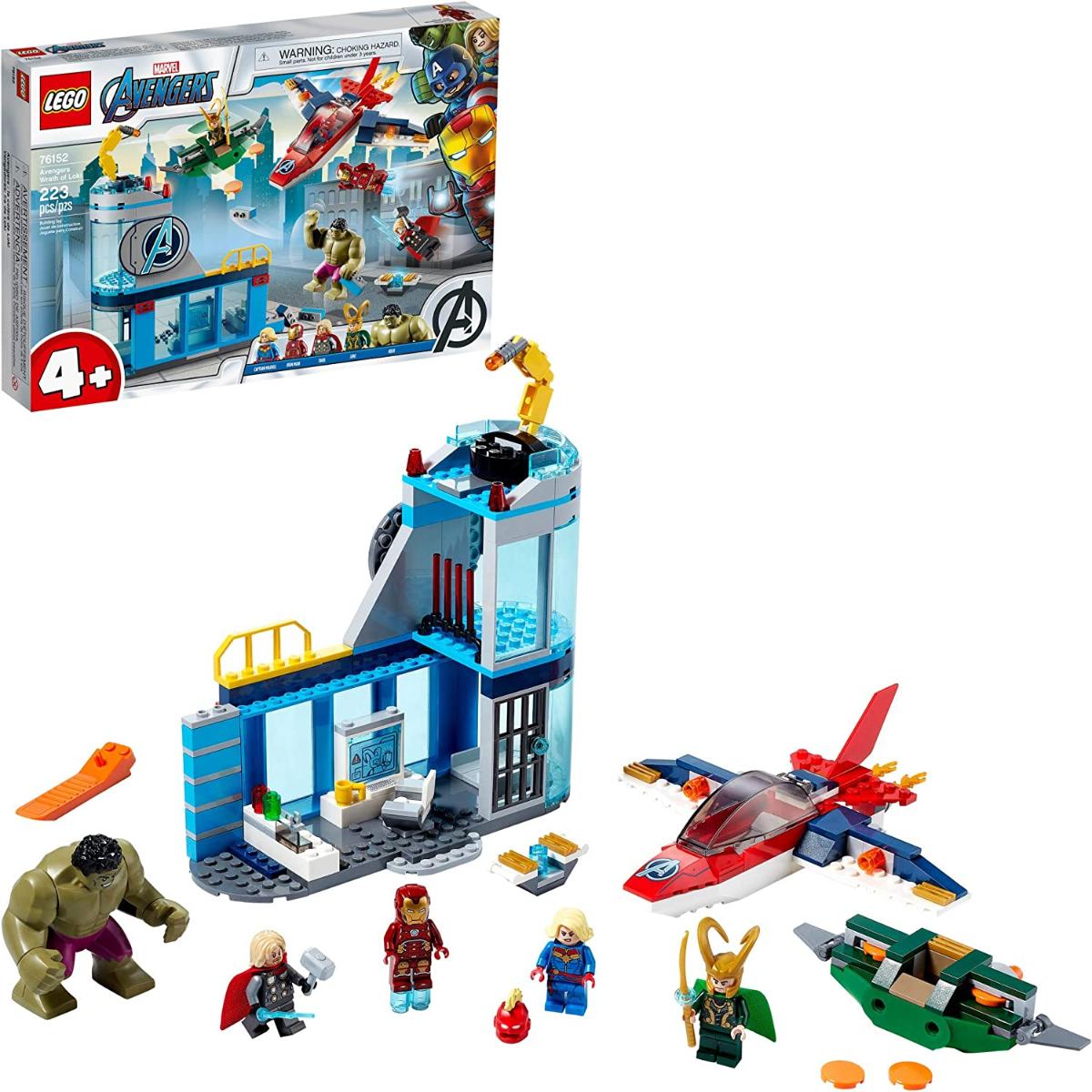 LEGO Marvel Avengers Wrath of Loki 76152 Building Toy with Marvel Avengers Minifigures e Tesseract Grande presente para crianças que amam capitã ma
