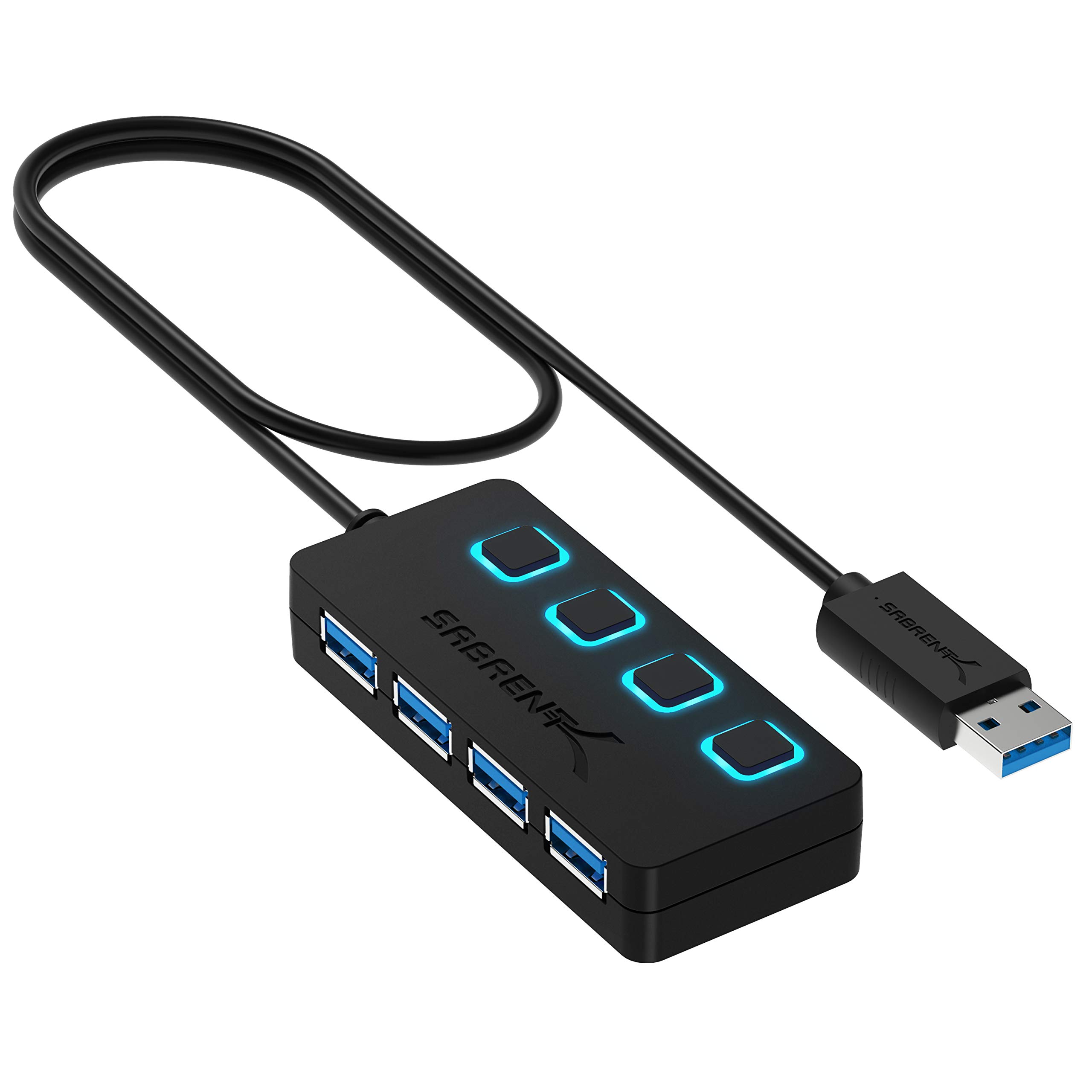 Hub Usb Sabrent De 4 Portas Usb 3.0 Com Interruptores De Alimentação Individuais
