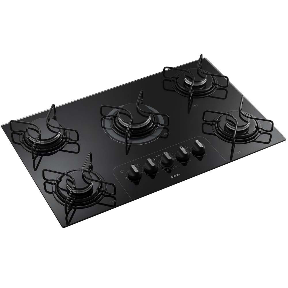 Cooktop Consul 5 Bocas Vidro Preto Chama Rápida Bivolt CD075AE