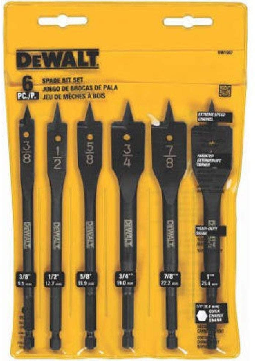 Conjunto De Brocas Dewalt, Bits De Pá, Variados, 3/8 Polegadas A 1 Polegada, 6-piece (dw1587)